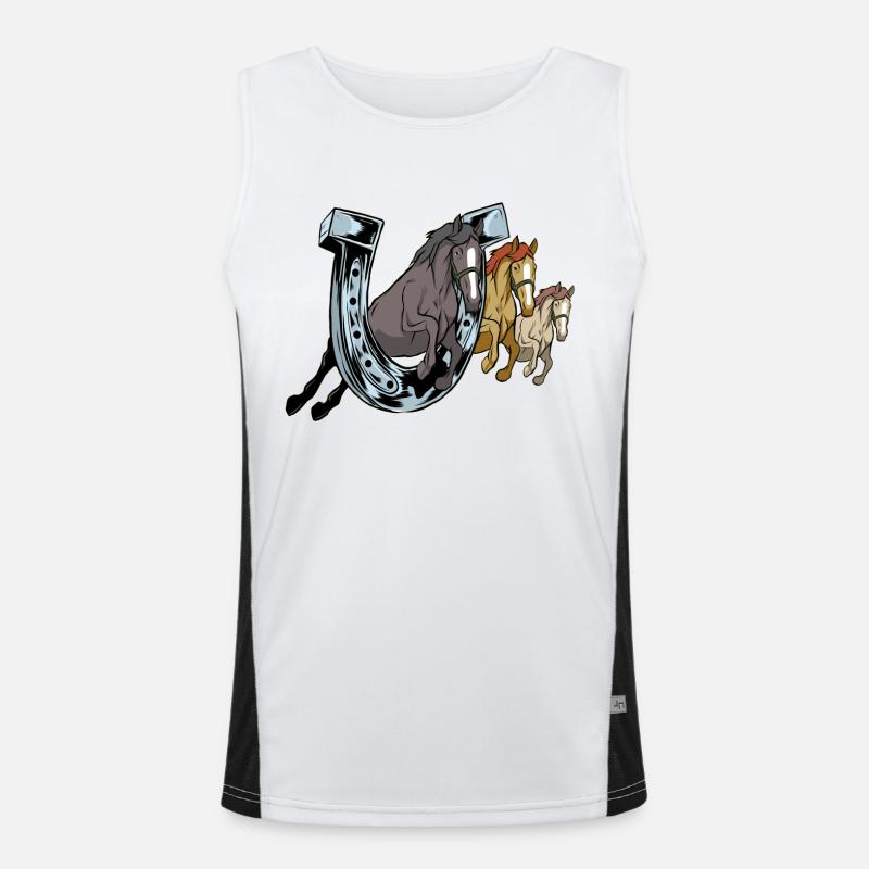 Cheval en fer à cheval, course, cadeau de chemise de cheval de course Débardeur respirant contrasté Homme 