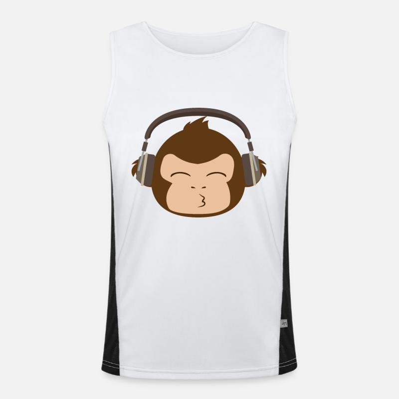 Music monkey headset Funny gift idea Men's Functional Contrast Tank Top 