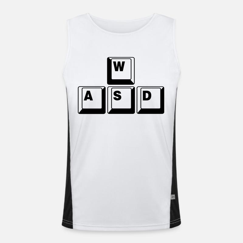 WASD Game Control Key combo - Men's Functional Contrast Tank Top  - white/black