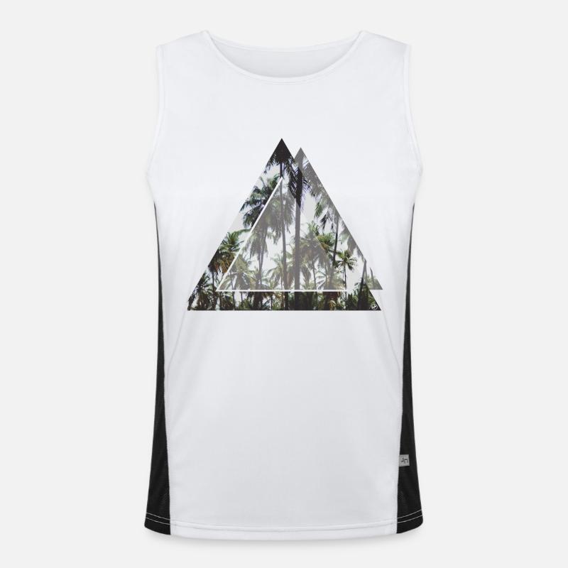 Triangular palm trees - Men's Functional Contrast Tank Top  - white/black