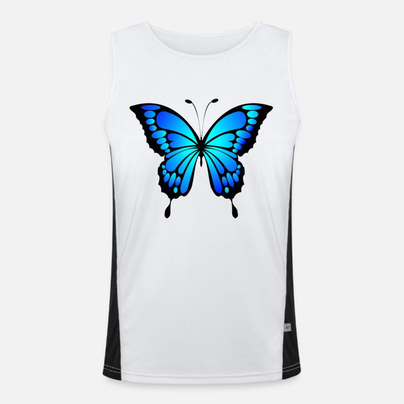 Blue butterfly gift idea - Men's Functional Contrast Tank Top  - white/black