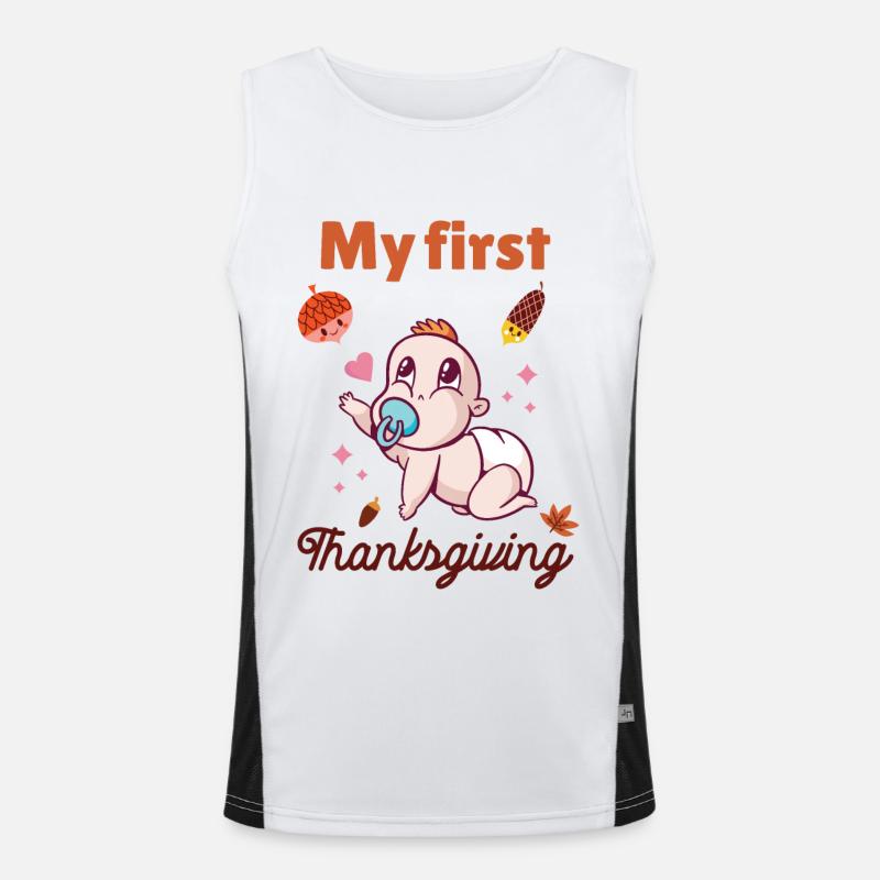 Mein erstes Thanksgiving Funktionelles Kontrast-Tank Top für Männer 