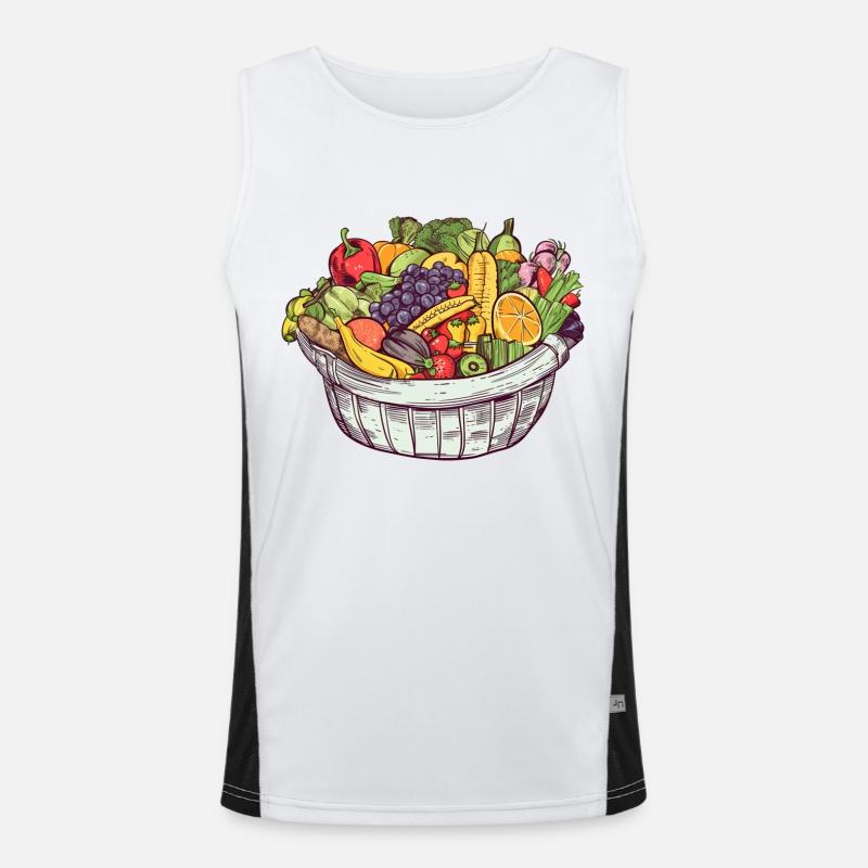 Ein Korb gefüllt mit Gemüse und Obst, transparent Funktionelles Kontrast-Tank Top für Männer 