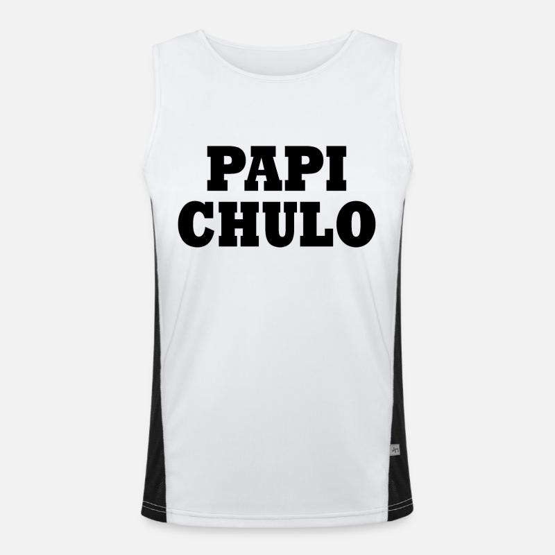 Papi chulo - Men's Functional Contrast Tank Top  - white/black