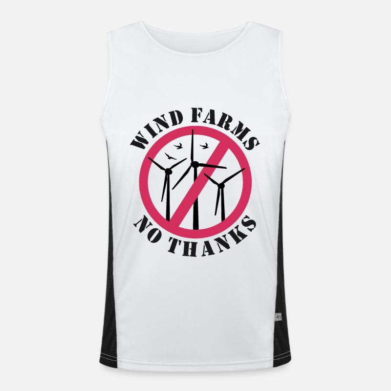 Parcs éoliens Non merci, non à l’énergie éolienne Débardeur respirant contrasté Homme 