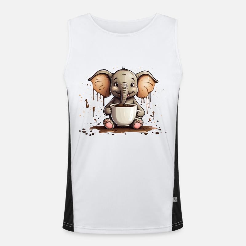 COFFEE CUP ELEPHANT COFFEE - Men's Functional Contrast Tank Top  - white/black