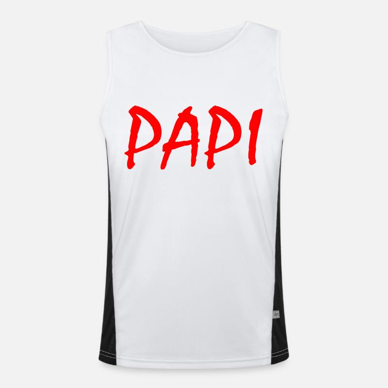 Papi - Men's Functional Contrast Tank Top  - white/black