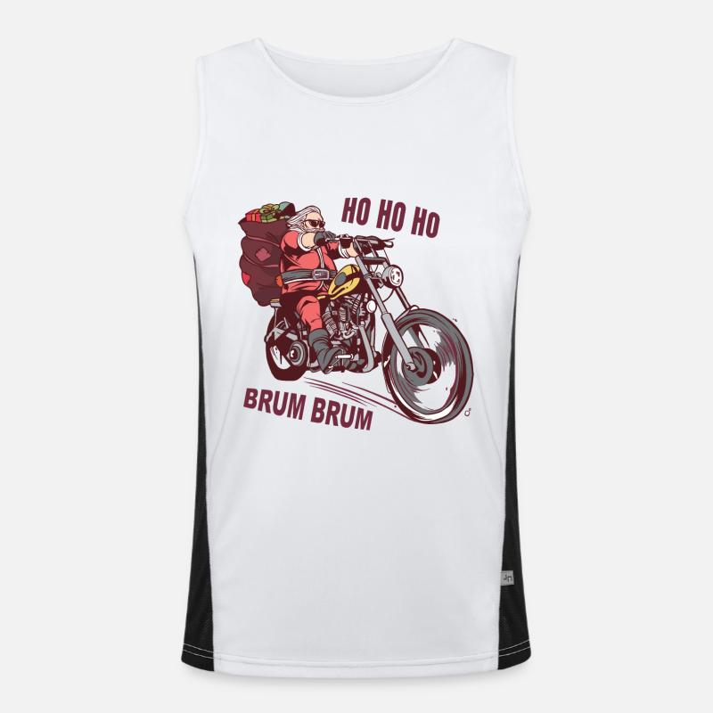 Nikolaus Biker Weihnachtsmann mit Motorrad Funktionelles Kontrast-Tank Top für Männer 