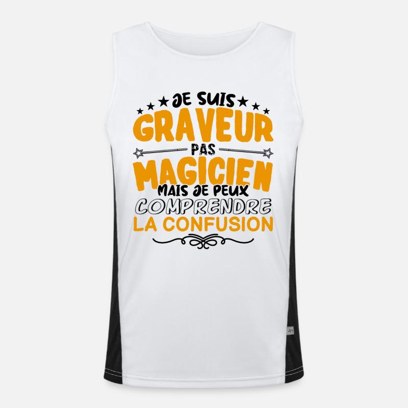 Graveur pas Magicien | le Meilleur Graveur cadeau Débardeur respirant contrasté Homme 