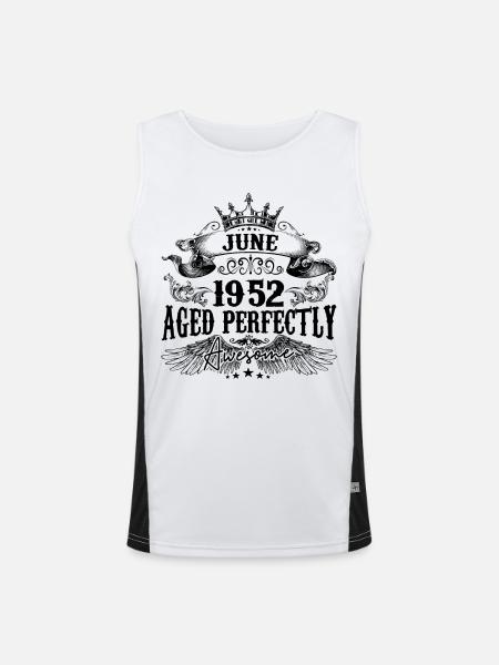 1952 | June Aged Perfectly 1952 Geburtstagsgeschenk - Funktionelles Kontrast-Tank Top für Männer  - Weiß/Schwarz - Vorne