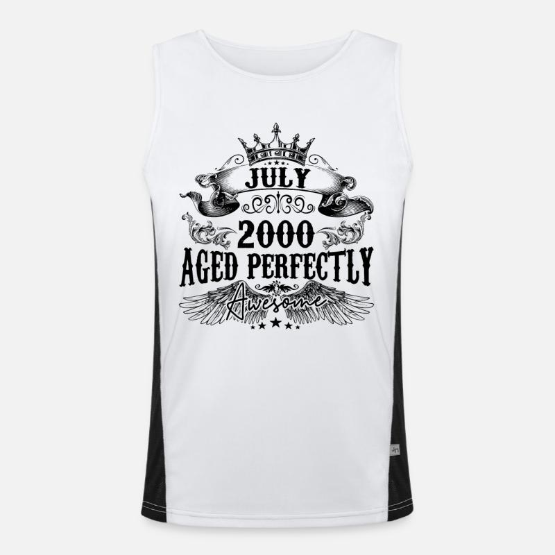 2000 | Juli Aged Perfectly 2000 Geburtstagsgeschenk Funktionelles Kontrast-Tank Top für Männer 