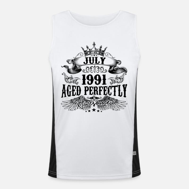1991 | Juli Aged Perfectly 1991 Geburtstagsgeschenk Funktionelles Kontrast-Tank Top für Männer 