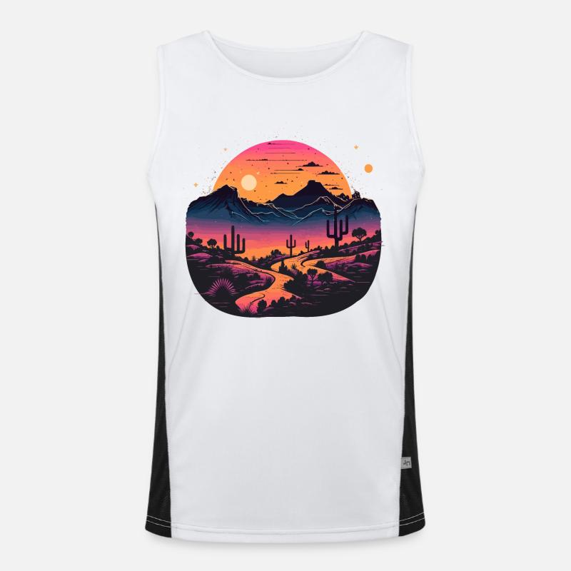 Synthwave-Wüste Funktionelles Kontrast-Tank Top für Männer 