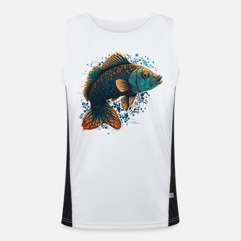 Fish Artwork Men's Functional Contrast Tank Top 