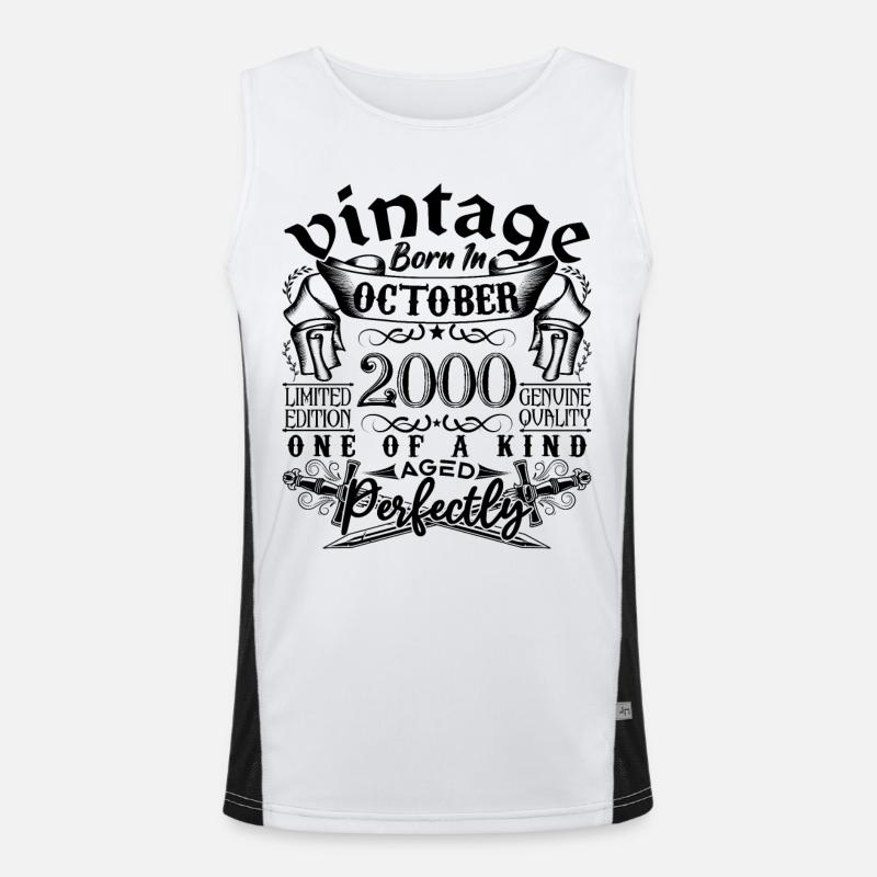 Birthday 2000 October 2000 born in October 2000 Men's Functional Contrast Tank Top 