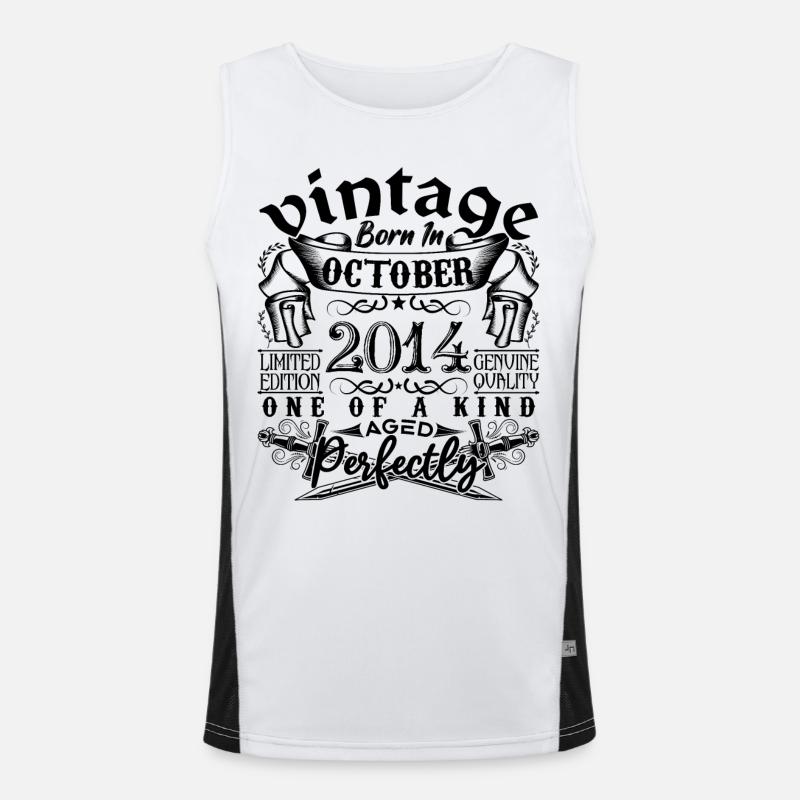 Birthday 2014 October 2014 born in October 2014 Men's Functional Contrast Tank Top 