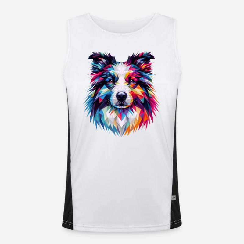 Modern geometric dog muzzle: collie Men's Functional Contrast Tank Top 