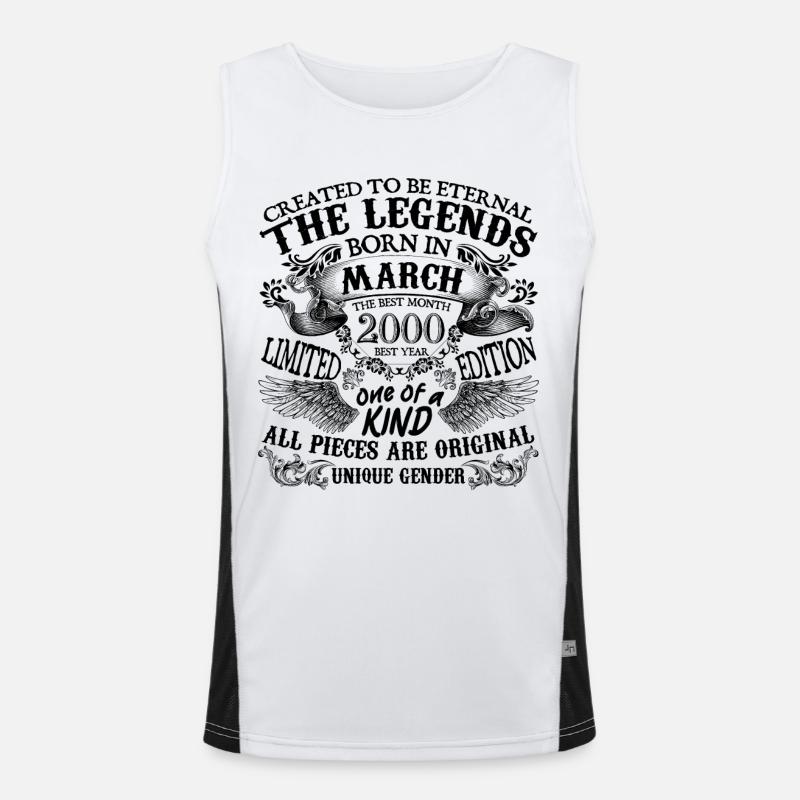 Birthday 2000 March 2000 born in March 2000 Men's Functional Contrast Tank Top 