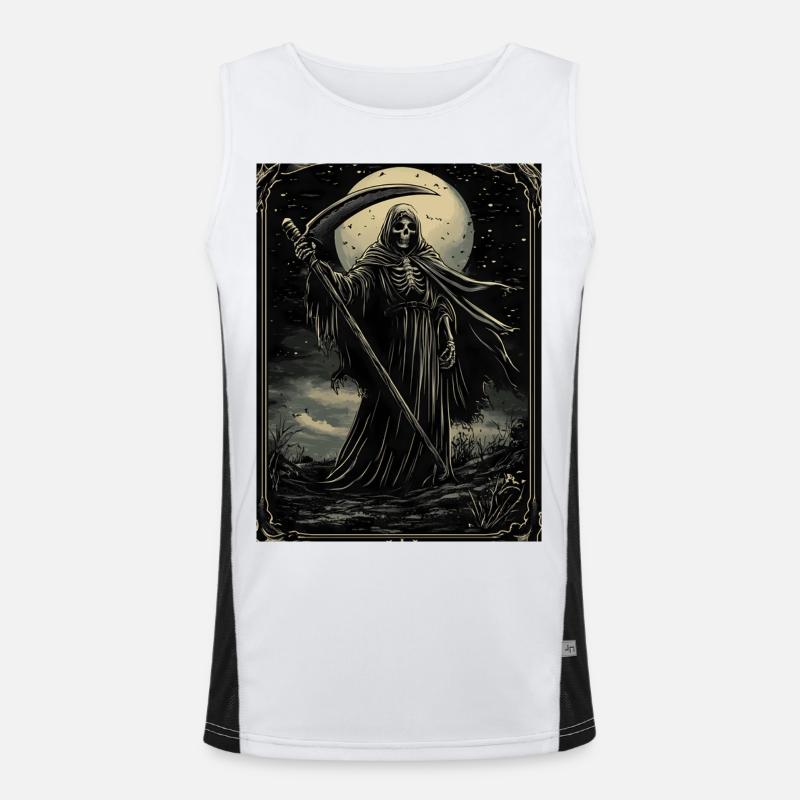 Halloween Grim Reaper Gothic Goth - Men's Functional Contrast Tank Top  - white/black