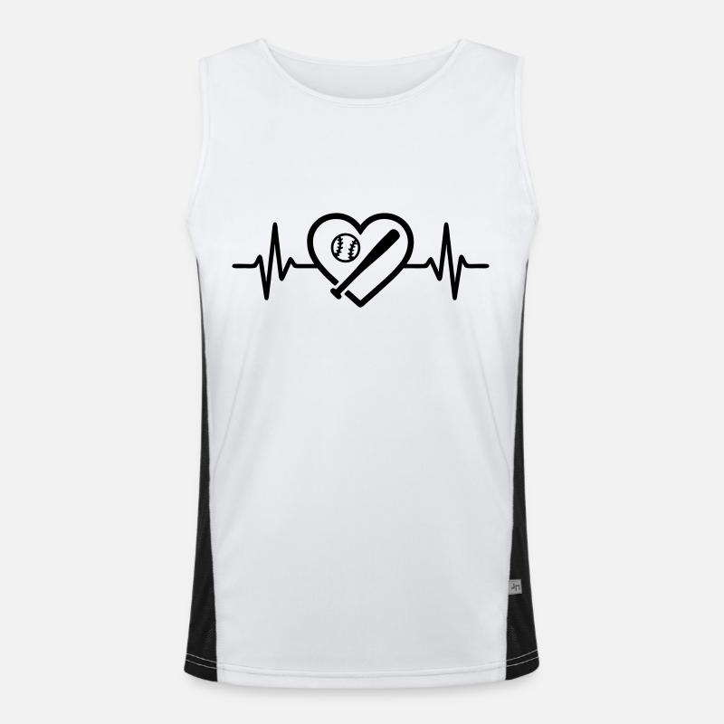 Baseball Schläger und Ball Herz Funktionelles Kontrast-Tank Top für Männer 
