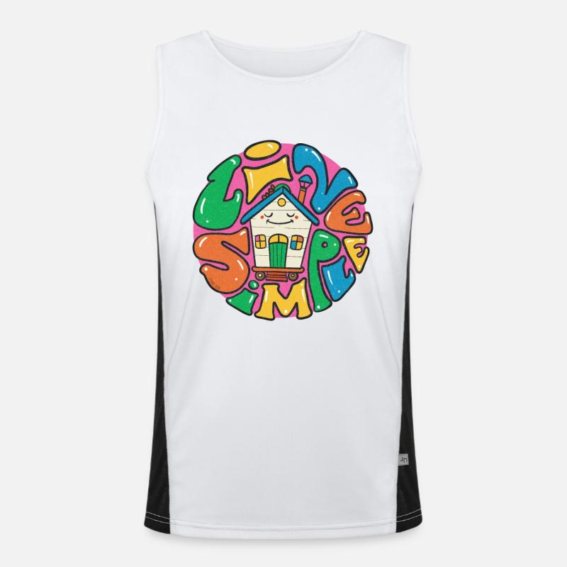 Lebe ein einfaches Tiny House Funktionelles Kontrast-Tank Top für Männer 