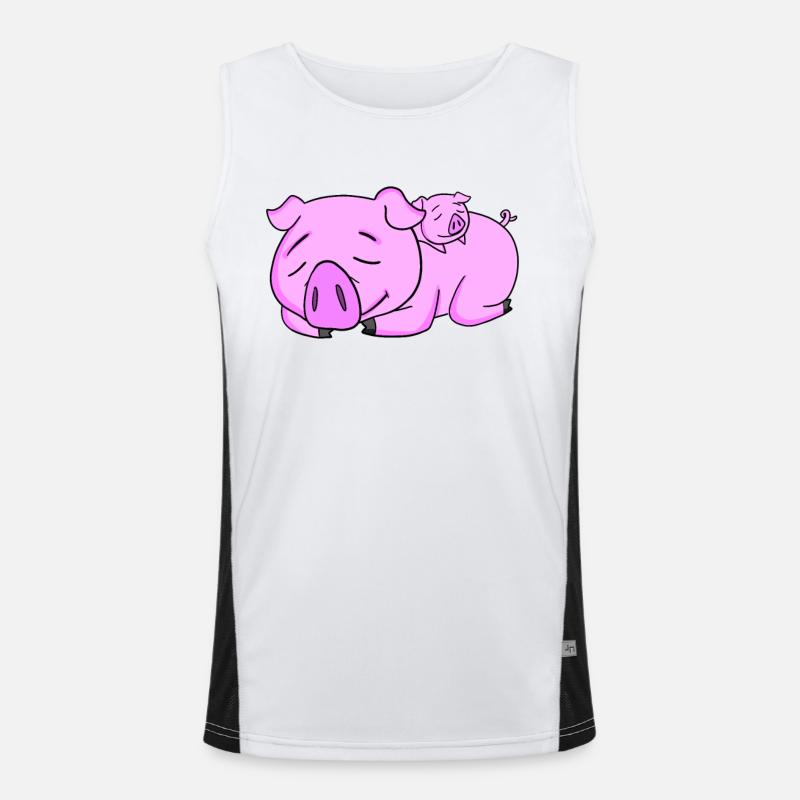 Cochon avec bébé cochon Débardeur respirant contrasté Homme 