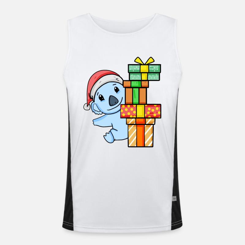 Weihnachten Koala mit Geschenke Funktionelles Kontrast-Tank Top für Männer 