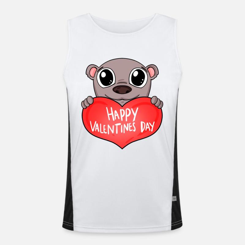 Valentinstag Herz Bär Funktionelles Kontrast-Tank Top für Männer 