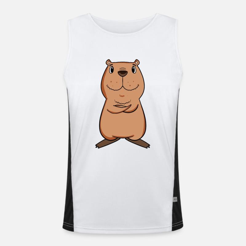 Capybara capybara motif - Men's Functional Contrast Tank Top  - white/black