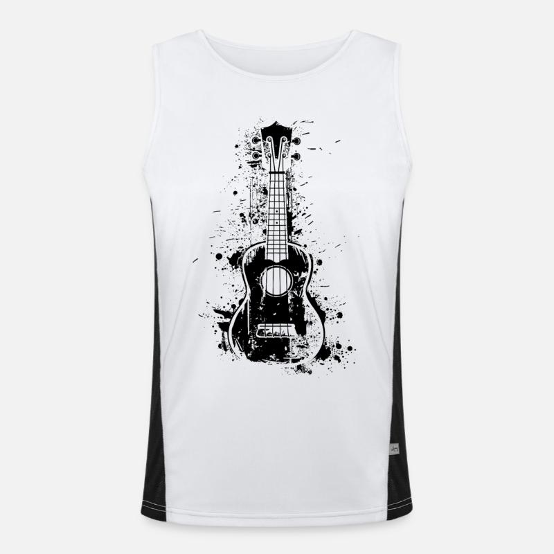 Ukulele Paint Blobs - Men's Functional Contrast Tank Top  - white/black