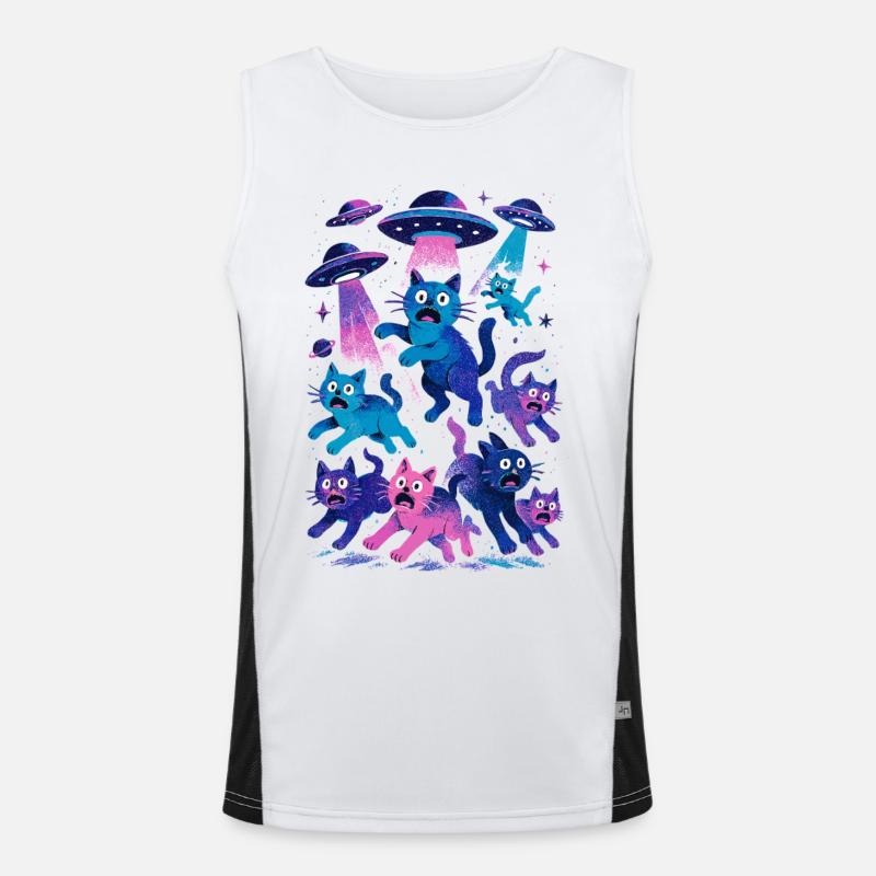 Alien Ufos Ufo Cat Cats Beam Sci-Fi Gift Men's Functional Contrast Tank Top 