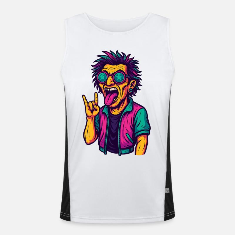 Techno Rave Saying EDM Party Men's Functional Contrast Tank Top 