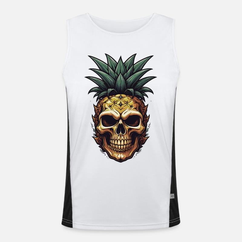 Tropischer Ananas-Schädel Funktionelles Kontrast-Tank Top für Männer 