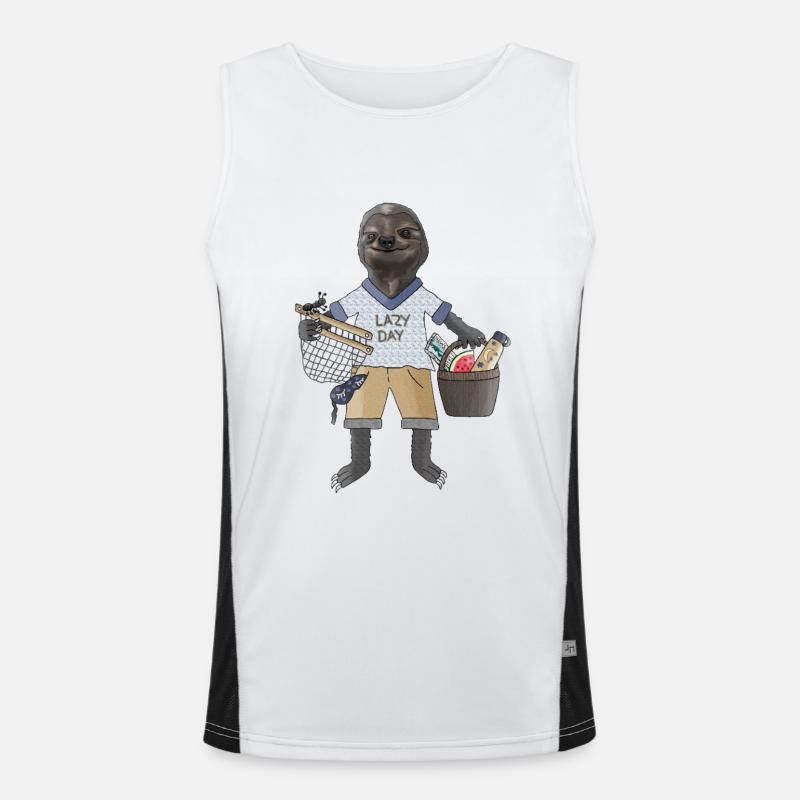 Lazy Vibes Faultier im Chill Modus Funktionelles Kontrast-Tank Top für Männer 