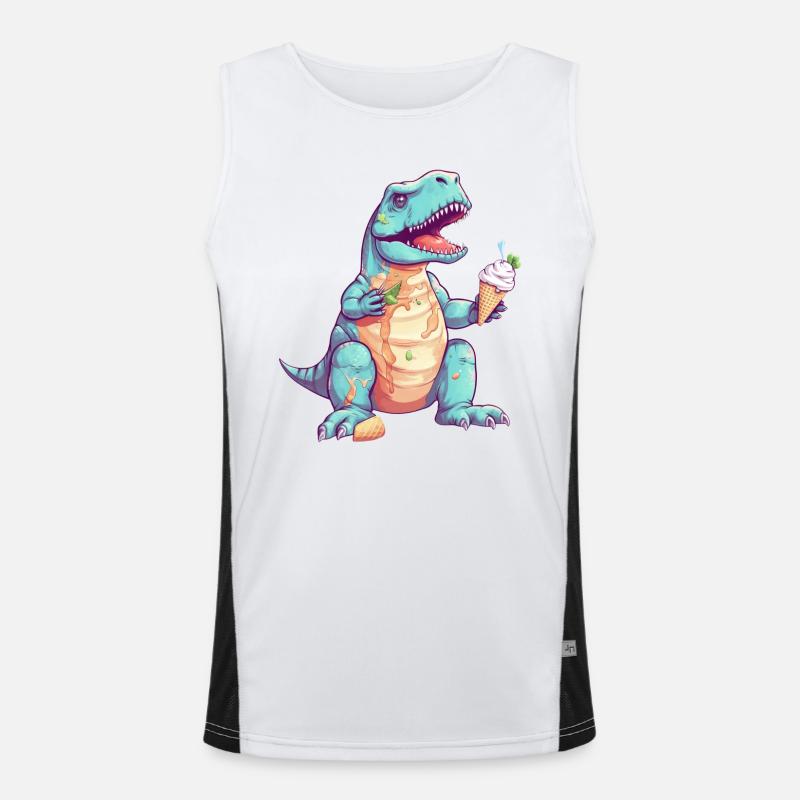 Clumsy T-Rex with ice cream Men's Functional Contrast Tank Top 