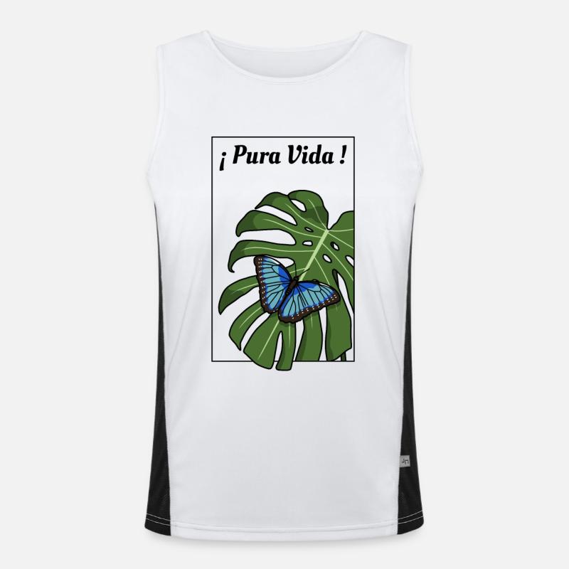 Pura Vida - Butterfly (black frame) Men's Functional Contrast Tank Top 