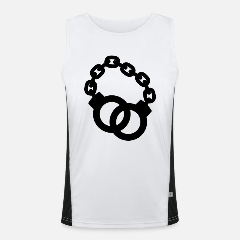 Handschellen zusammen Polizist oder Dame gesperrt Funktionelles Kontrast-Tank Top für Männer 