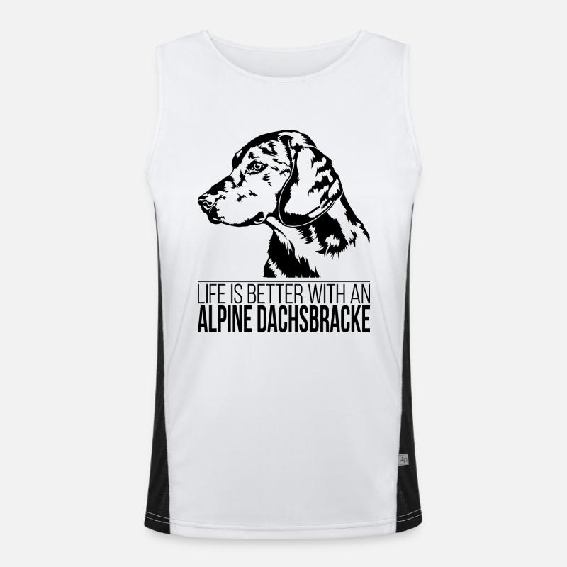 ALPINE DACHSBRACKE life is better Hunde Wilsigns Funktionelles Kontrast-Tank Top für Männer 