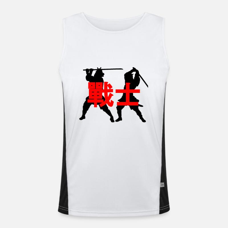 KAMPF ZWISCHEN ZWEI SAMURAI MIT DER INSCHRIFT Funktionelles Kontrast-Tank Top für Männer 