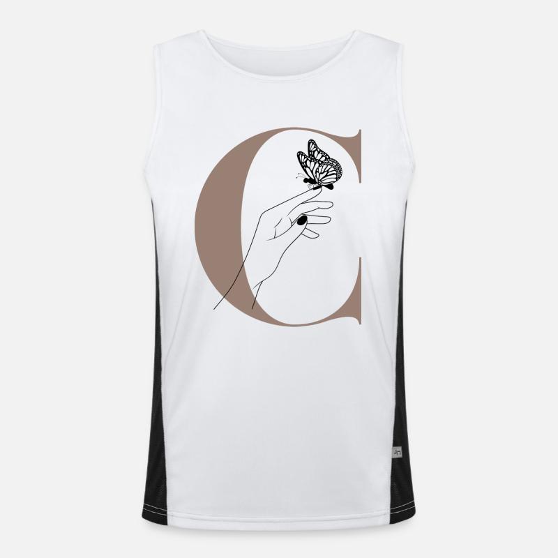 letter C magic butterfly - Men's Functional Contrast Tank Top  - white/black
