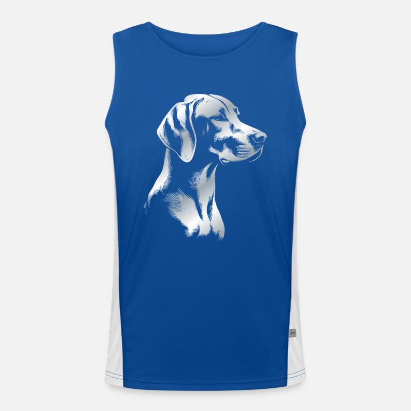 Magyar Vizsla drawing head silver Men's Functional Contrast Tank Top 