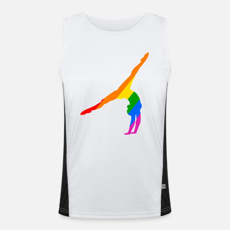 Handstand in rainbow Men's Functional Contrast Tank Top 