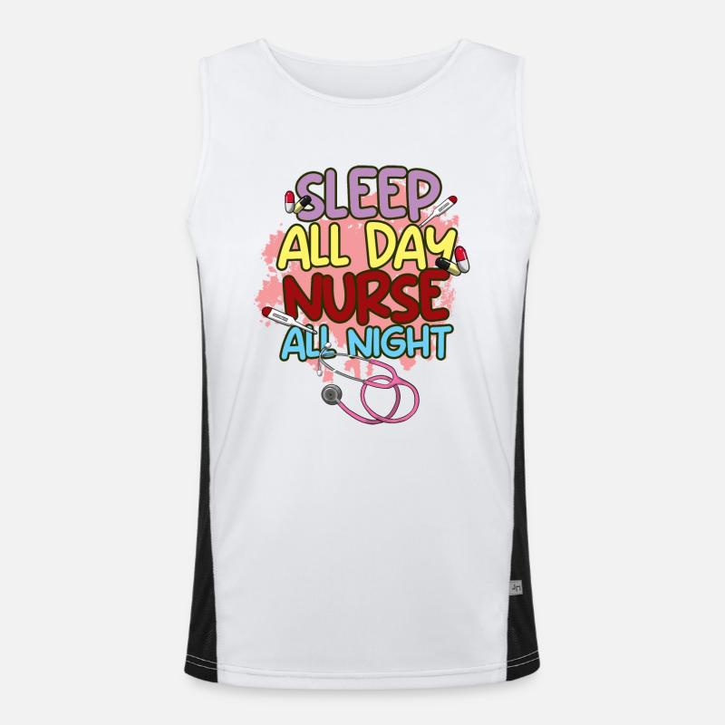 Krankenschwester Nachtdienst Energie I Geschenk Funktionelles Kontrast-Tank Top für Männer 