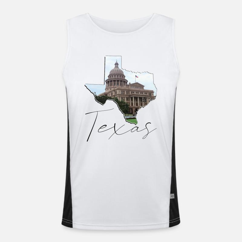 Texas State Capitol in Texas State Map TX Men's Functional Contrast Tank Top 