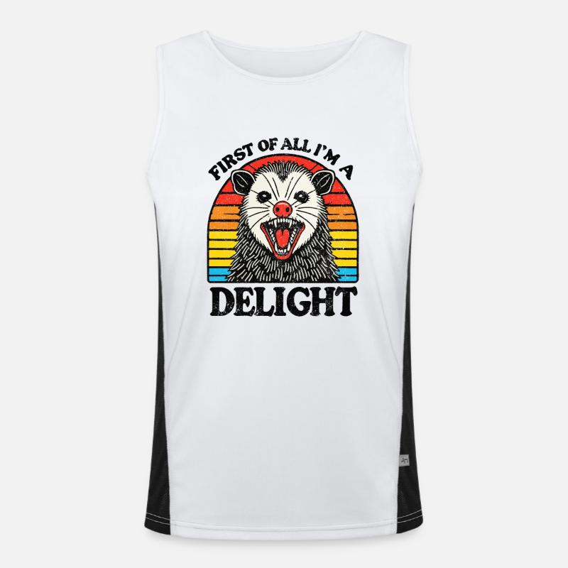 Zunächst einmal bin ich eine Freude, sarkastisches wütendes Opossum Funktionelles Kontrast-Tank Top für Männer 