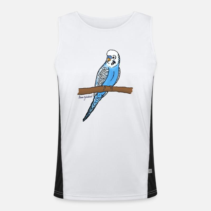 Blauer Wellensittich Funktionelles Kontrast-Tank Top für Männer 