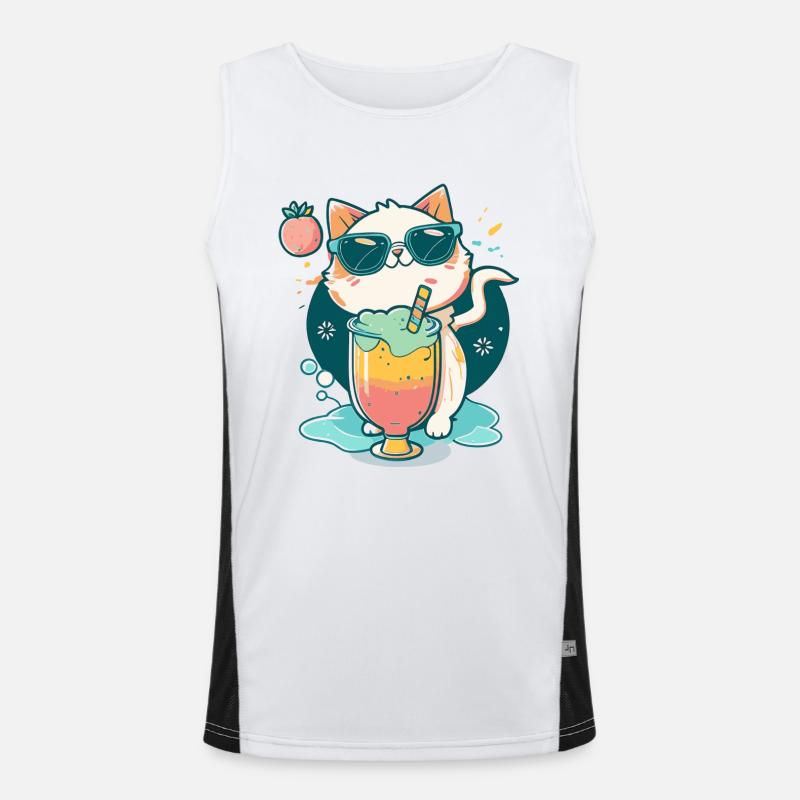 Cat love in cocktail style Men's Functional Contrast Tank Top 