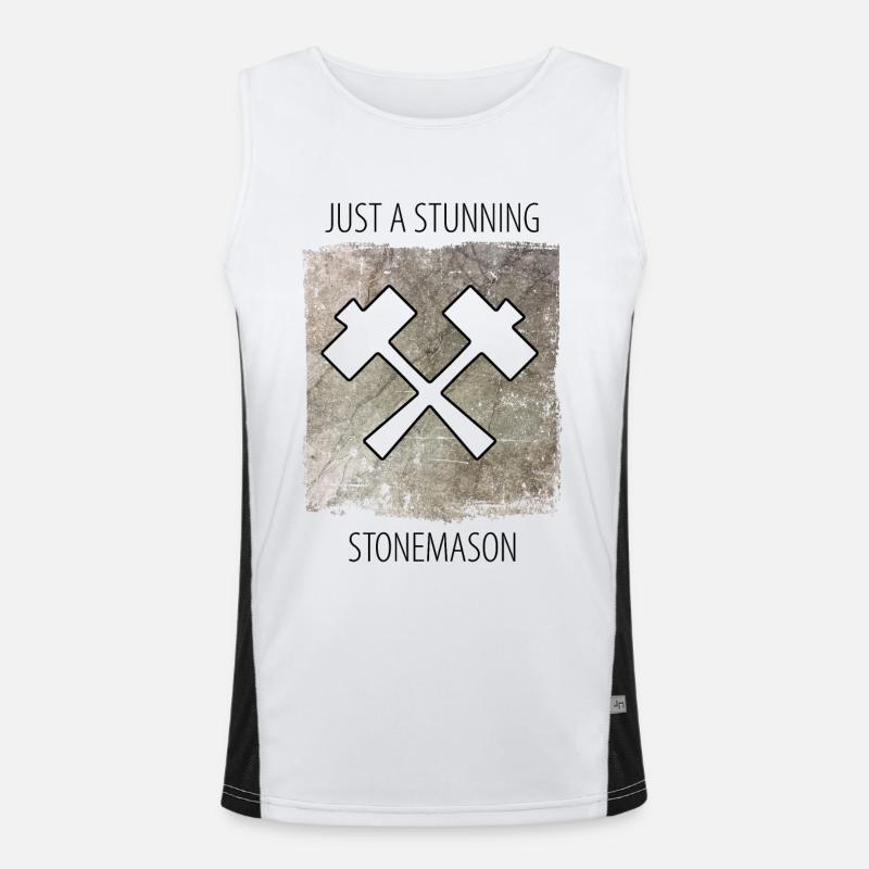 Steinmetz Steinbildhauer Spruch Funktionelles Kontrast-Tank Top für Männer 