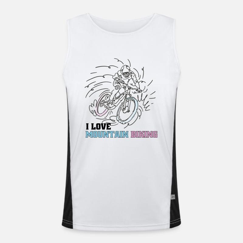 Ich liebe Mountain Biking Funktionelles Kontrast-Tank Top für Männer 