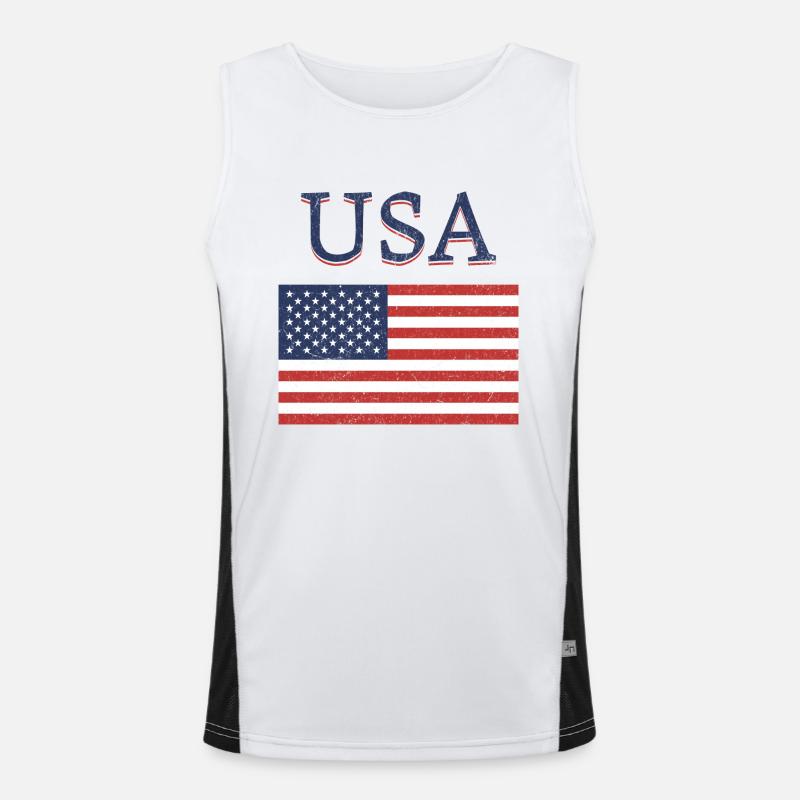 USA Flag Men's Functional Contrast Tank Top 